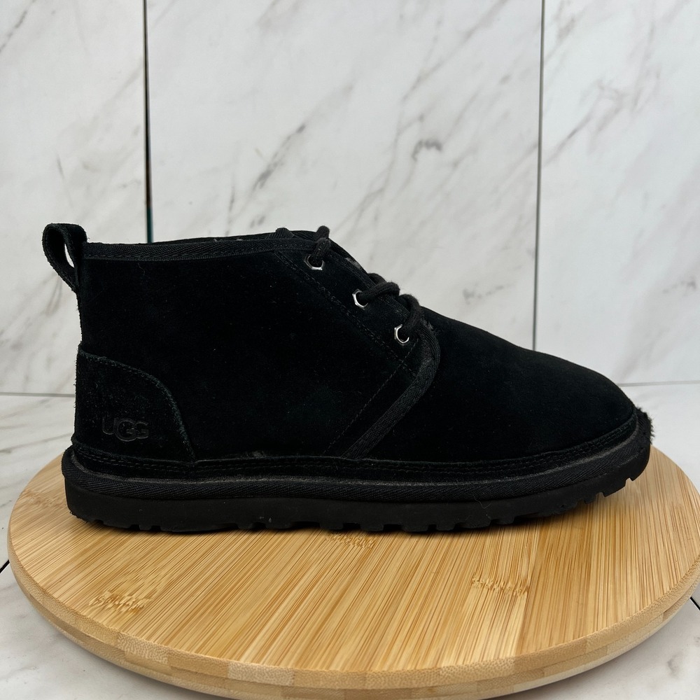 Ugg Neumel Mens Size 8 Black Suede Shearling Lined Chukka Boots Shoes